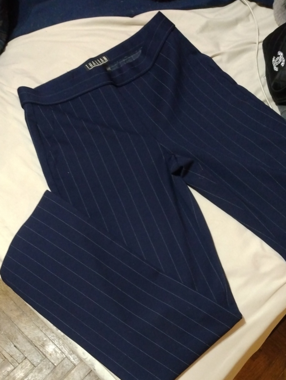 Thalian Pin Strip Navy Blue Dress Pants